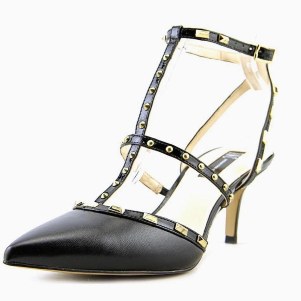 INC International Concepts Pointed Toe Black Studded Heels W Sz 6
